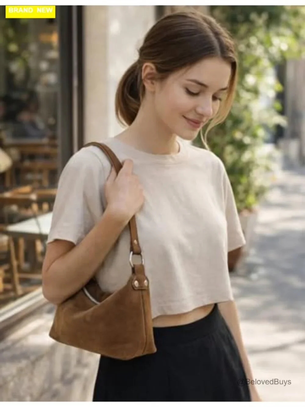 Premium Genuine Suede Leather Hobo Shoulder Bag Crossbody Purse with Adjustable